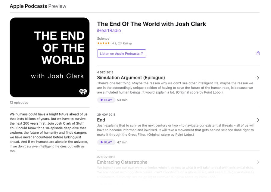 Podcast Idea for You: The End Of The World with Josh Clark 1 Podcast Idea for You: The End Of The World with Josh Clark 1
