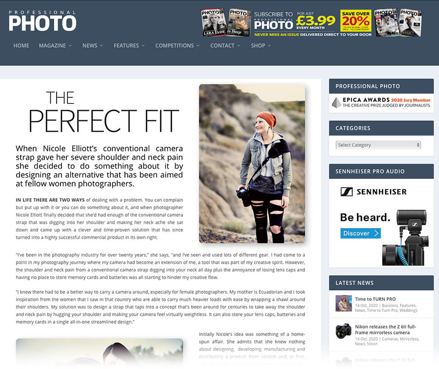 Professional Photo Magazine of Brasted, United Kingdom Features the New Nicole Elliott Strap 1 Professional Photo Magazine of Brasted, United Kingdom Features the New Nicole Elliott Strap 1